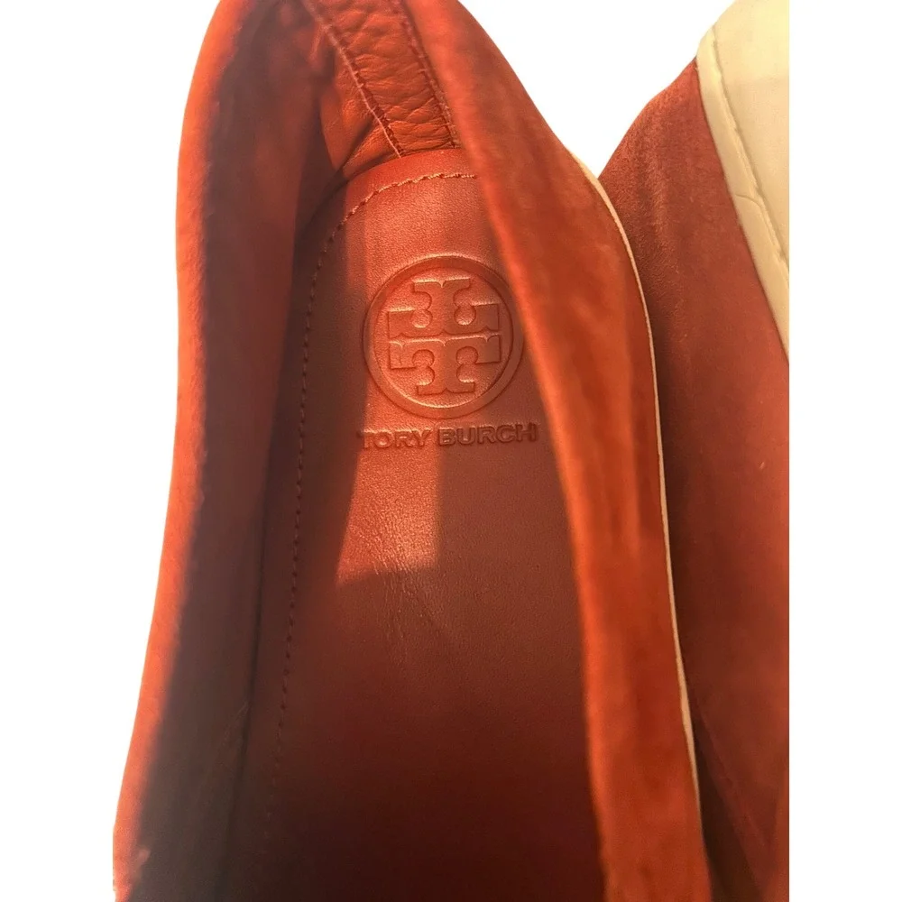 Tory Burch Suede Slip On Sneakers Womens 10.5‎ Burnt Orange LIKE NEW 46043