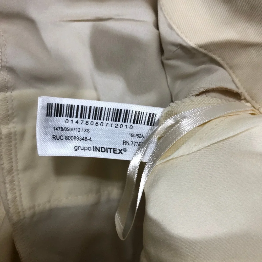 Zara Women's‎ Cream Tailored Trousers XS Straight Leg Dress Pants