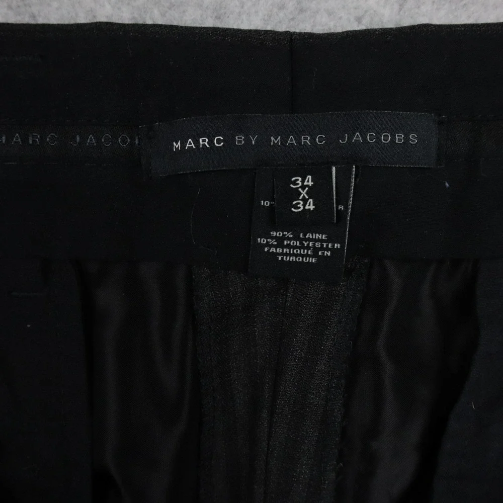 Marc Jacobs Pants Mens 36x30 Wool Dress Suit Formal Flat Front Dark Gray Striped