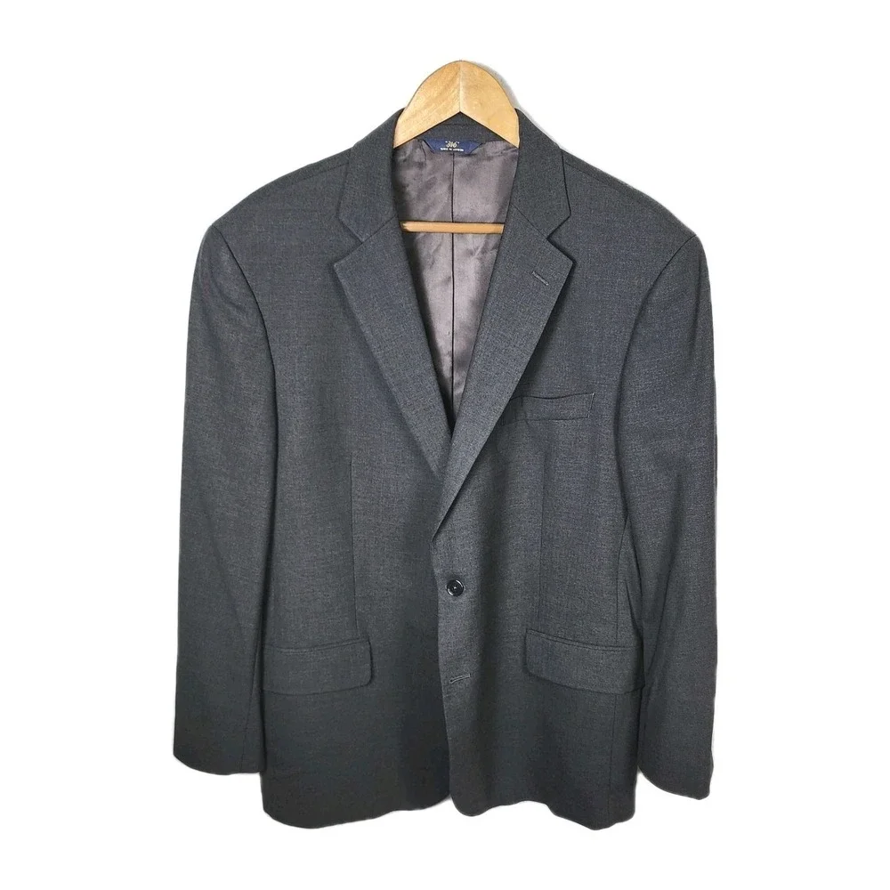 Brooks Brothers 346 Suit Jacket Men's 44R Gray Wool Blend‎ Stretch Career Office