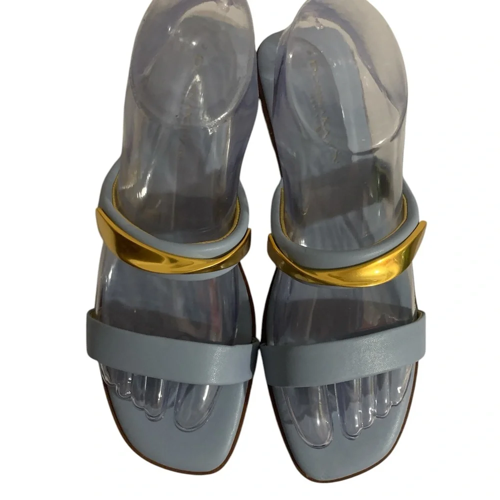Donna Karan Elegant Blue and Gold Women's Sandals 8