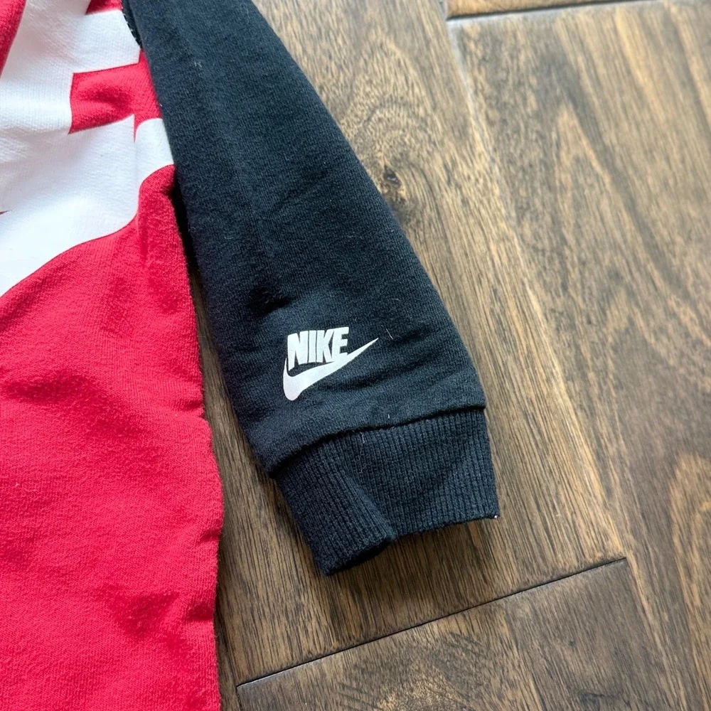 Nike Hooded Romper Kids 9M Red Grey Black Excellent Colorblock Zip Fleece Futura