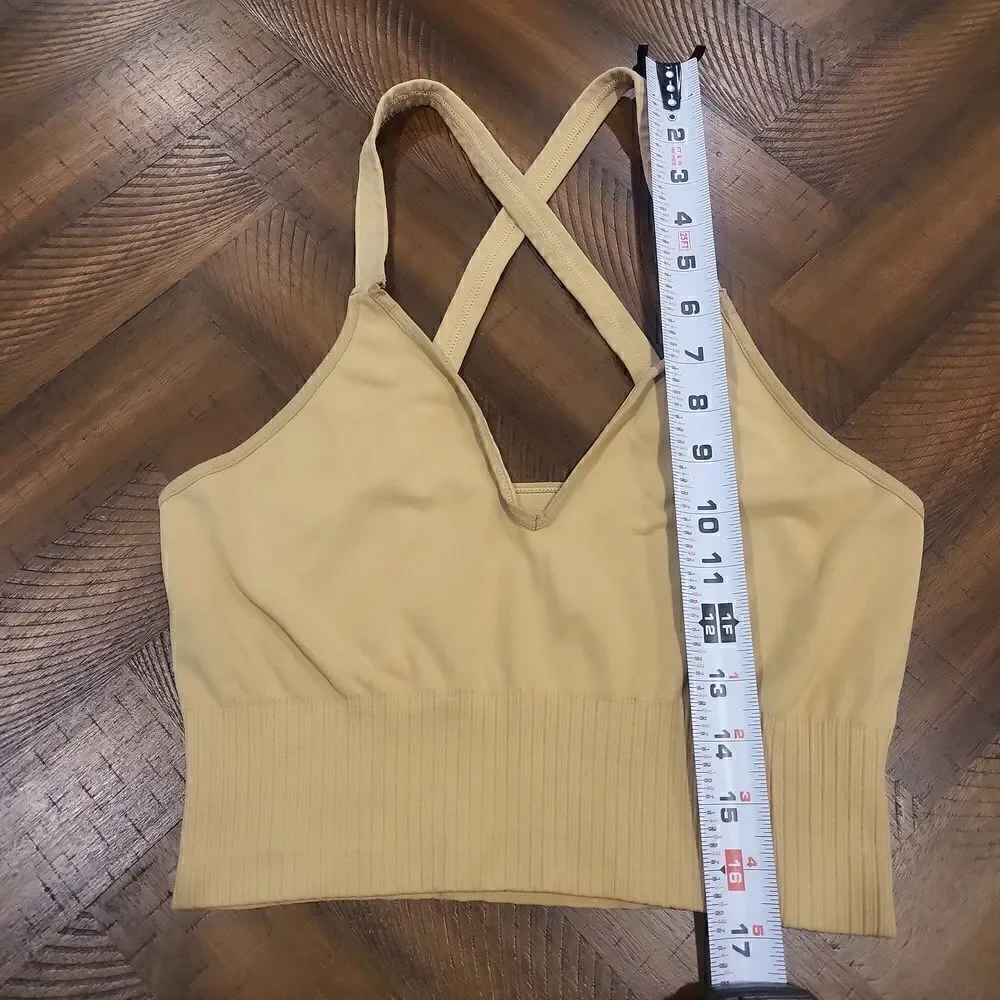Free People Good Karma Crop Tank Golden Tan L/XL