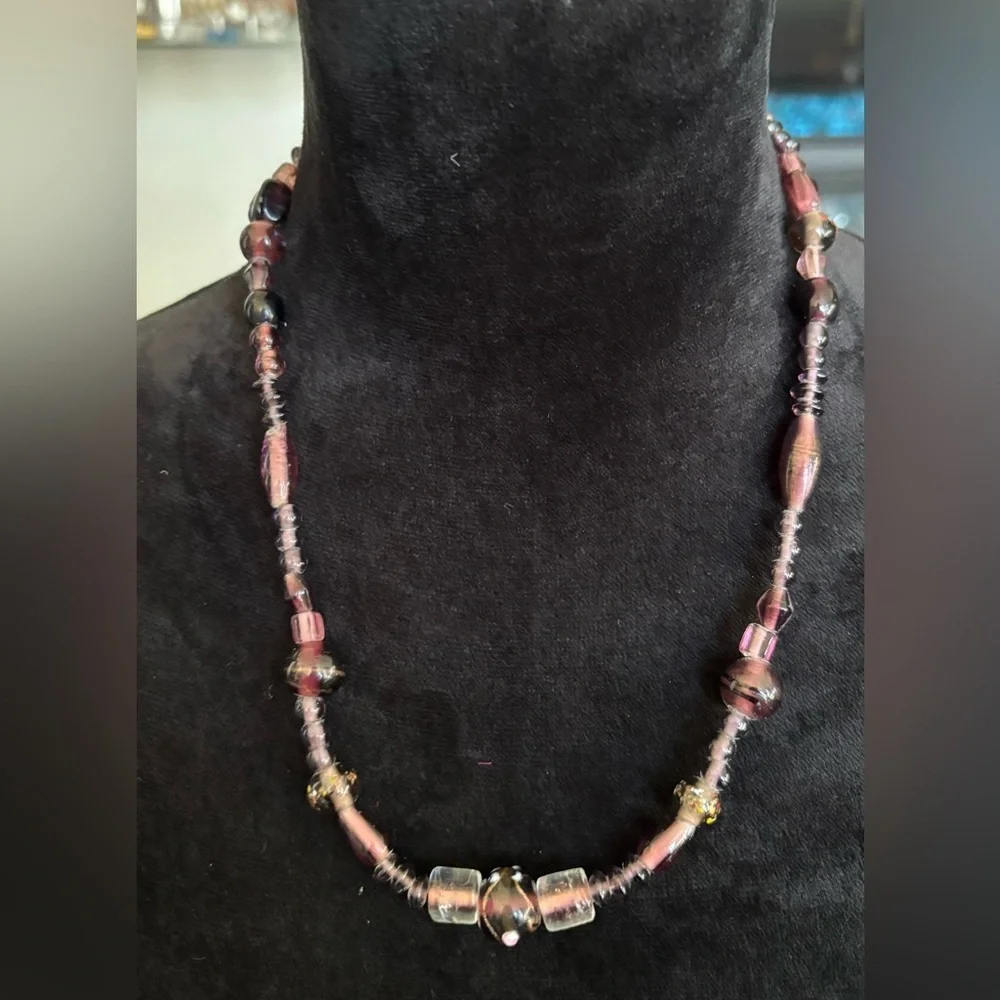 Elegant Purple Glass Beaded Necklace