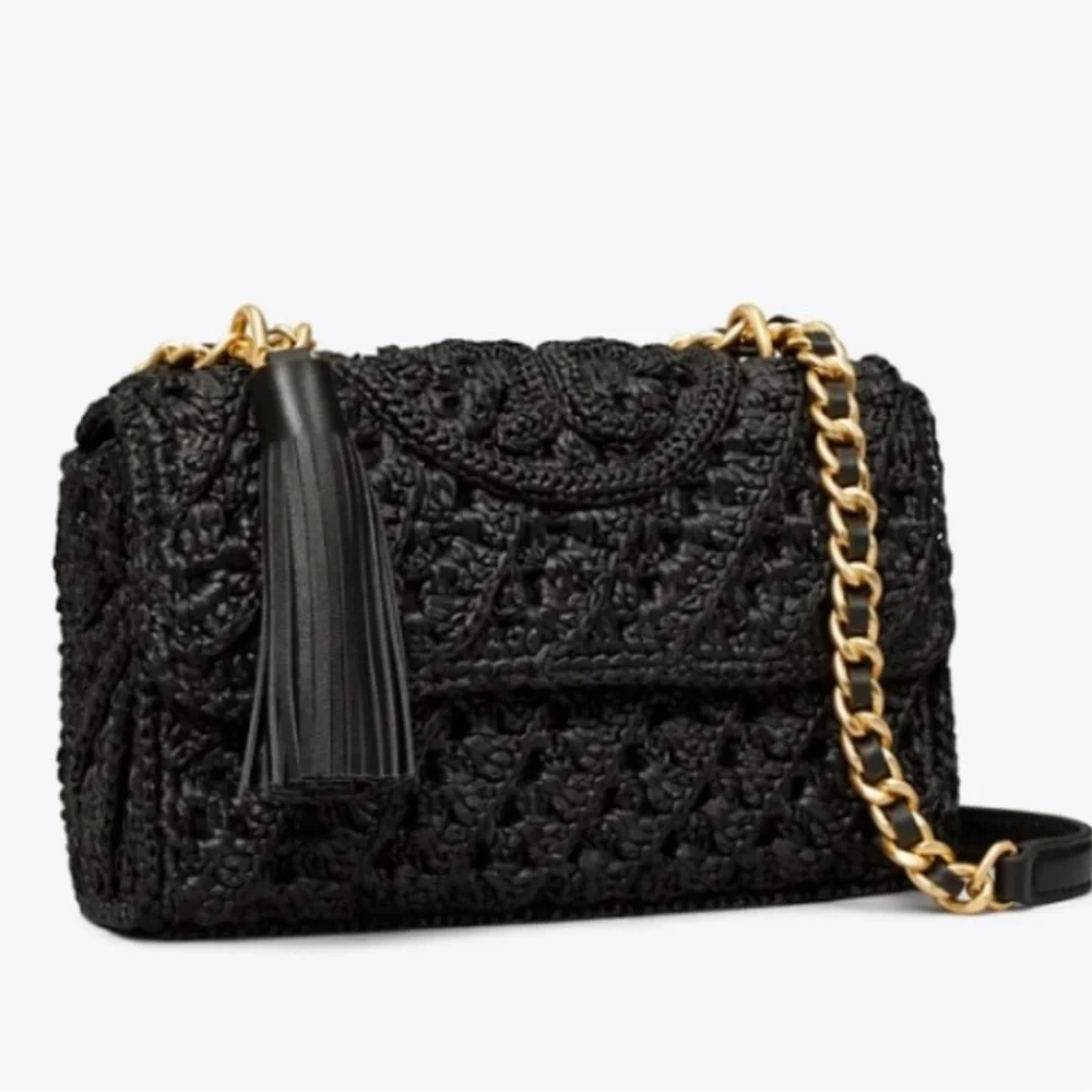 Tory Burch Fleming Raffia  Convertible Shoulder