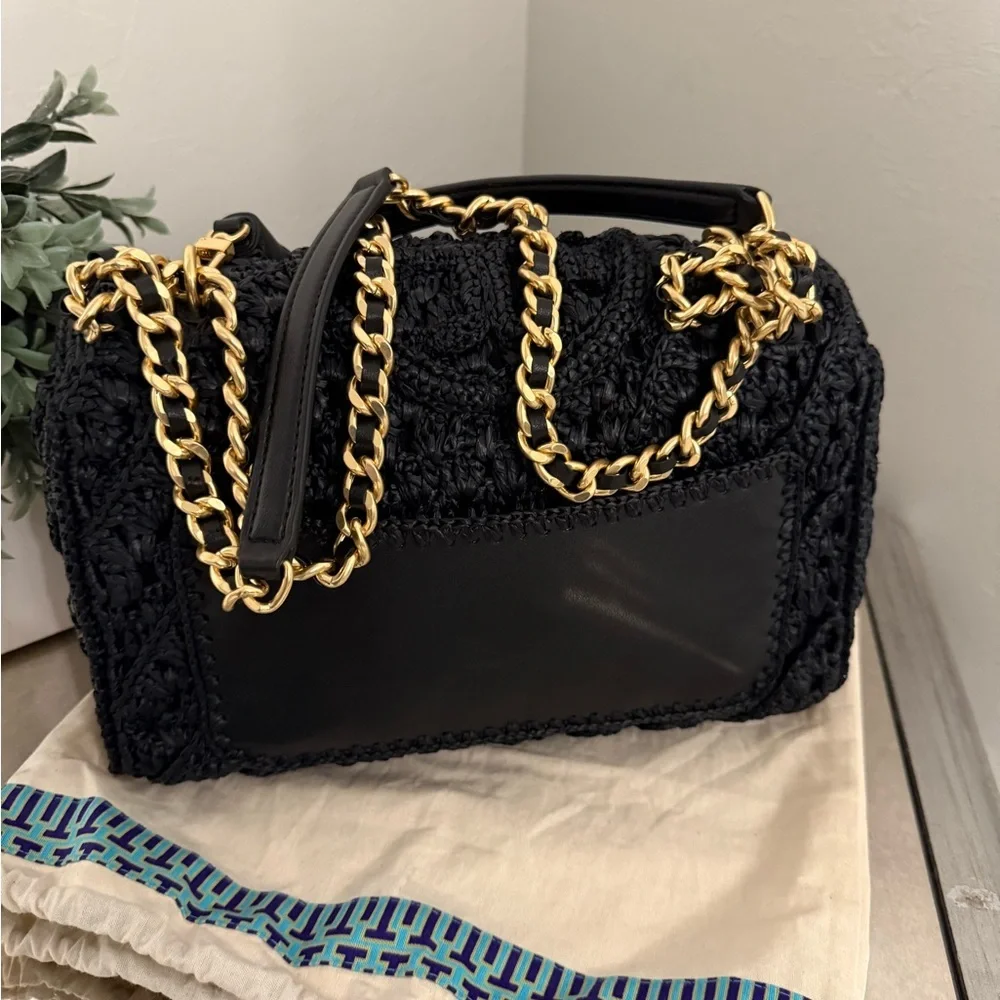 Tory Burch Fleming Raffia  Convertible Shoulder