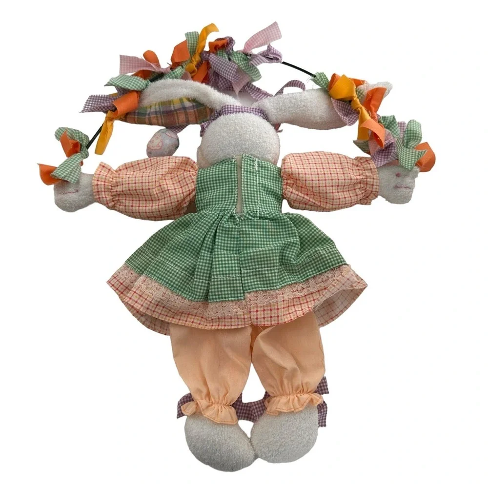 Vintage Plush‎ Easter Bunny Rabbit Spring Door Wreath Wall Hanging Decor 18