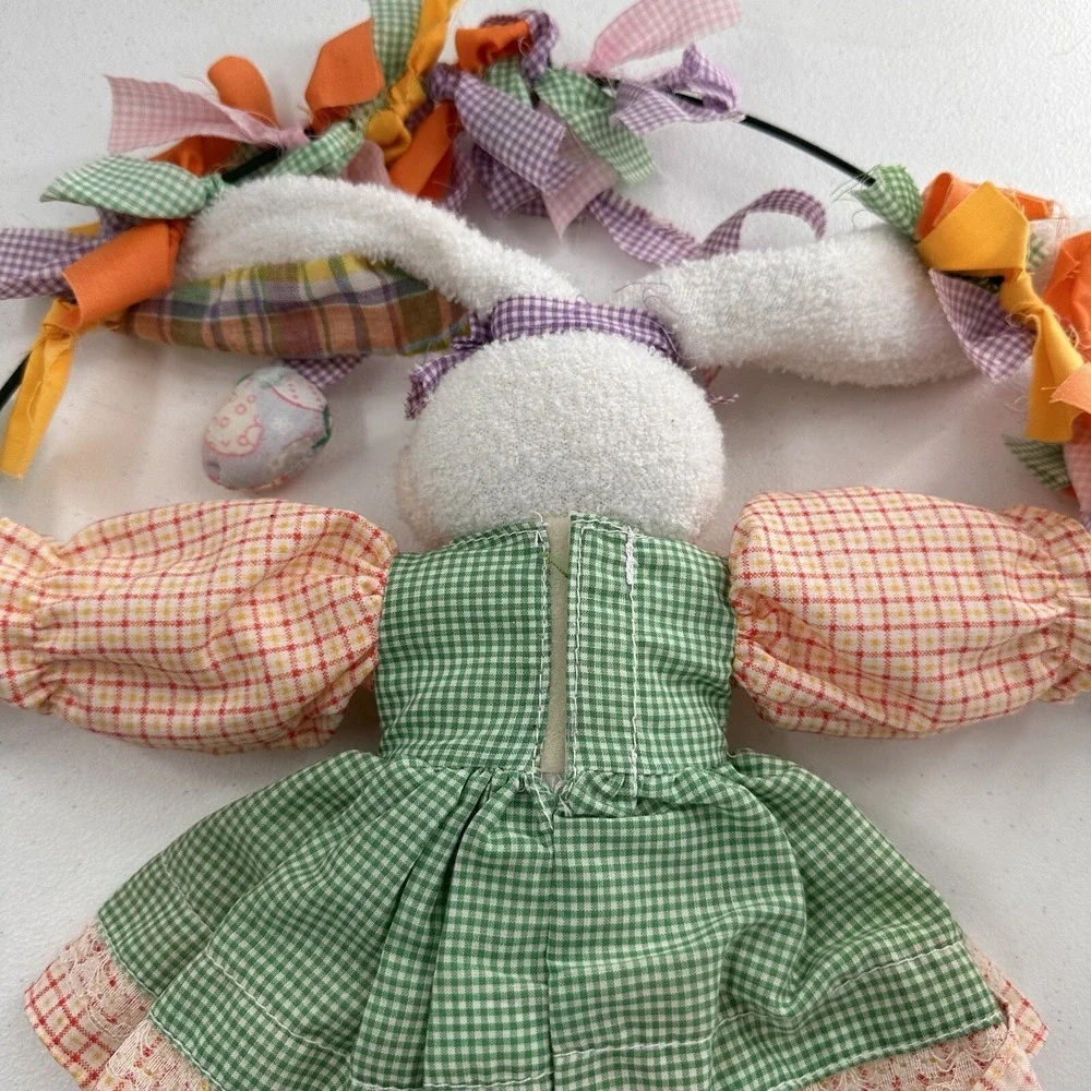 Vintage Plush‎ Easter Bunny Rabbit Spring Door Wreath Wall Hanging Decor 18