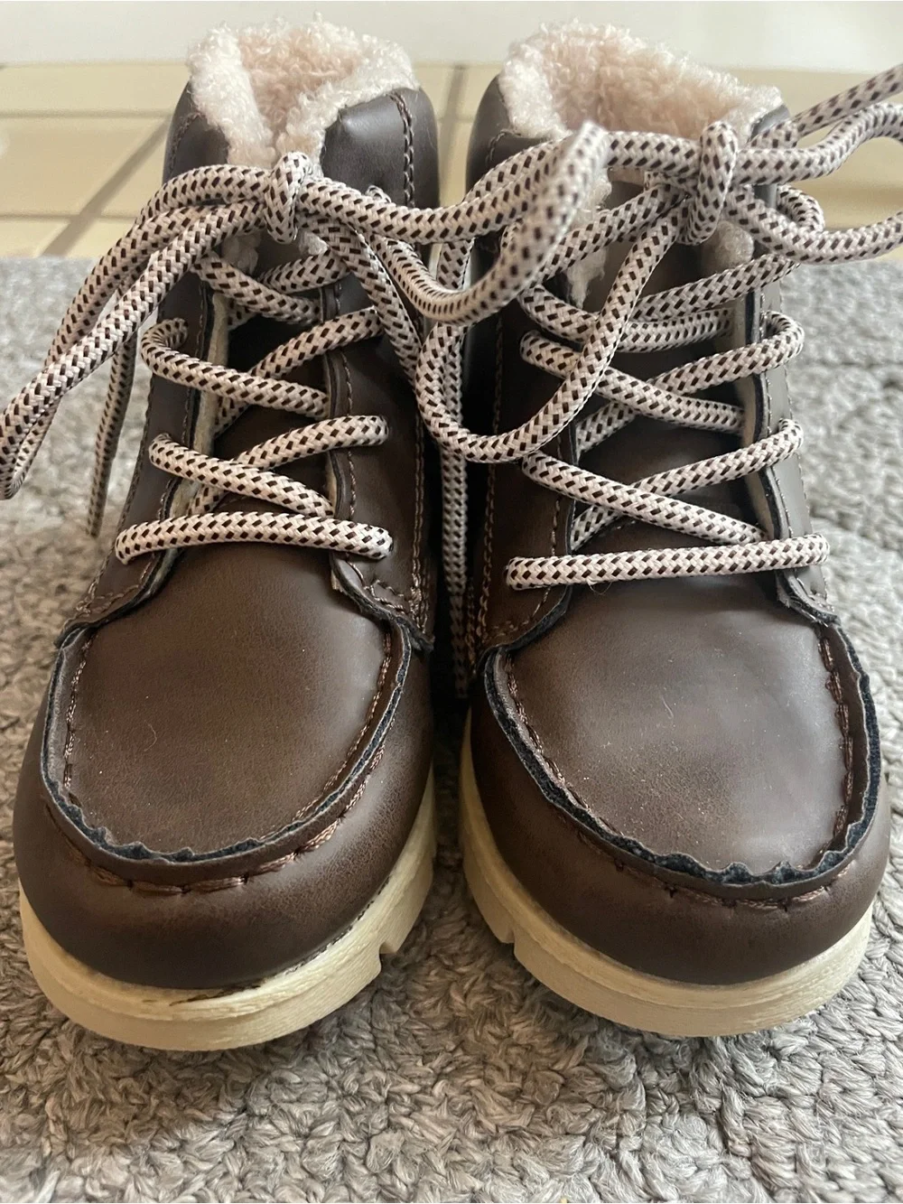 Brown Faux-Shearling Lined Lace-Up Boots