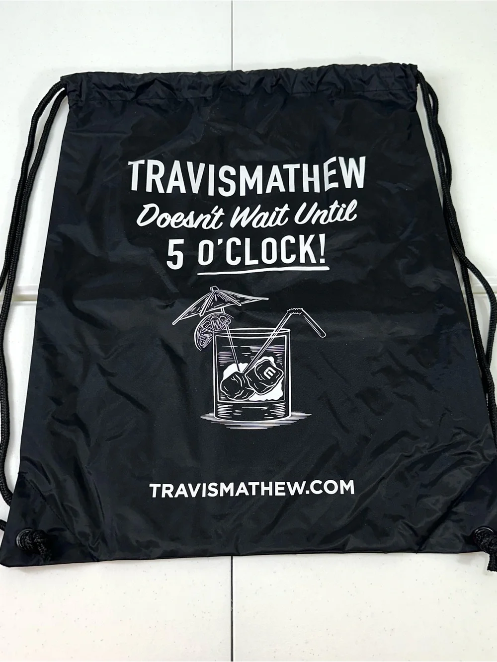 Travis Mathew Black Drawstring Gym Sack