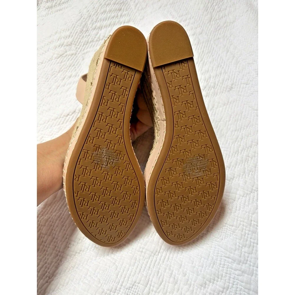 Lauren Ralph Lauren Hilarie Espadrille Platform Wedge Sandals 9B Leather