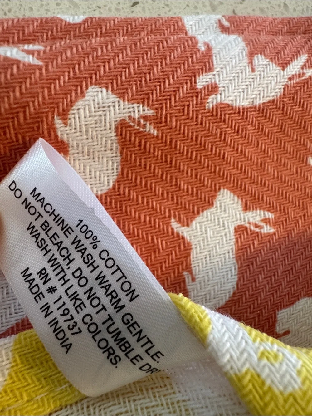 Set of 2 Bunny Rabbit 🐇 Kitchen Towels - Yellow & Coral - NEW (never washed)