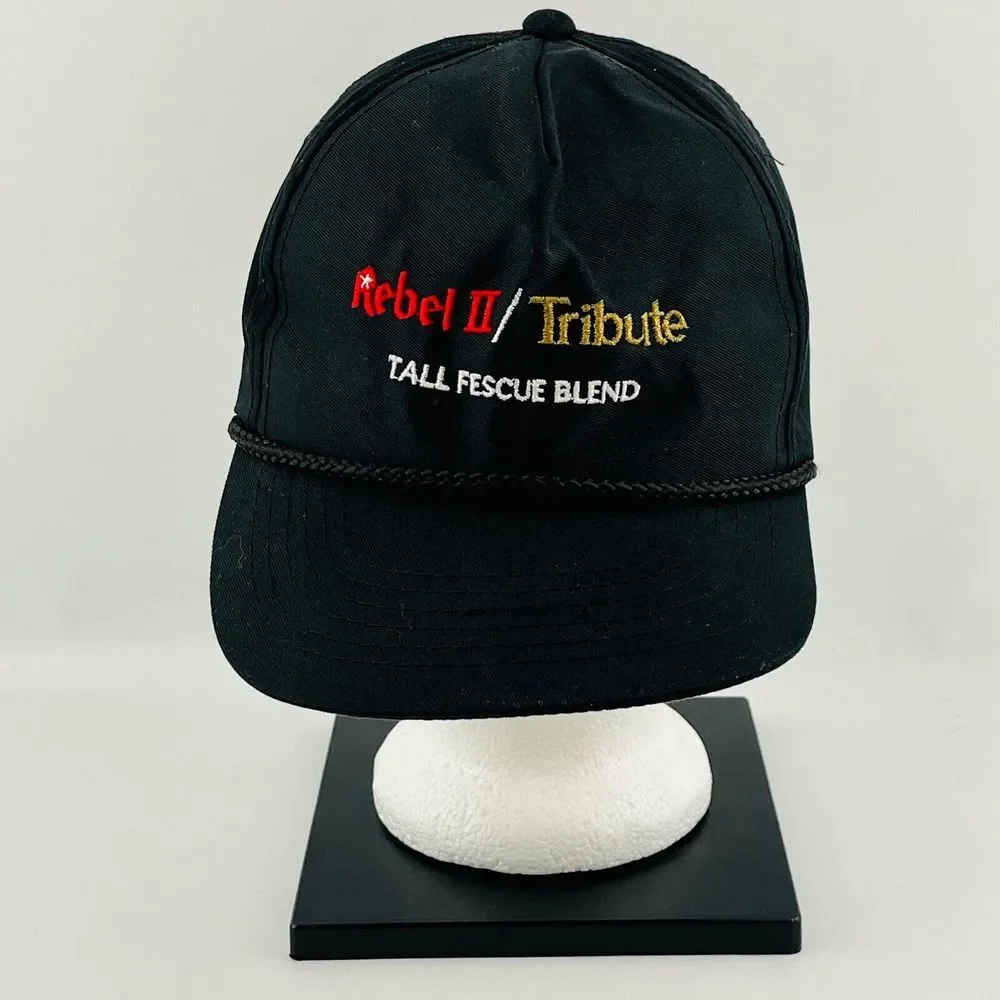 Vintage Rebel II/Tribute Tall Fescue Blend‎ Hat Black Twill Strapback Adjustable