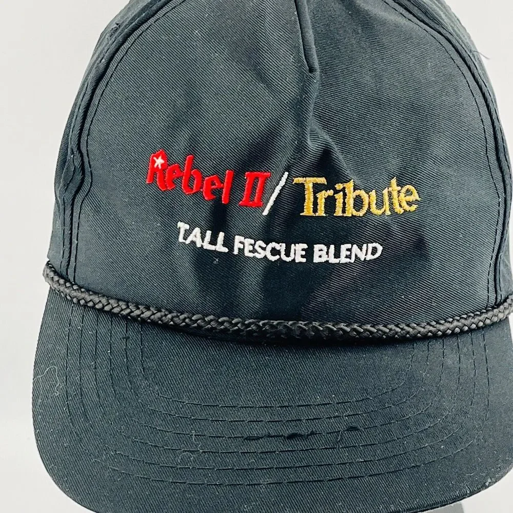 Vintage Rebel II/Tribute Tall Fescue Blend‎ Hat Black Twill Strapback Adjustable