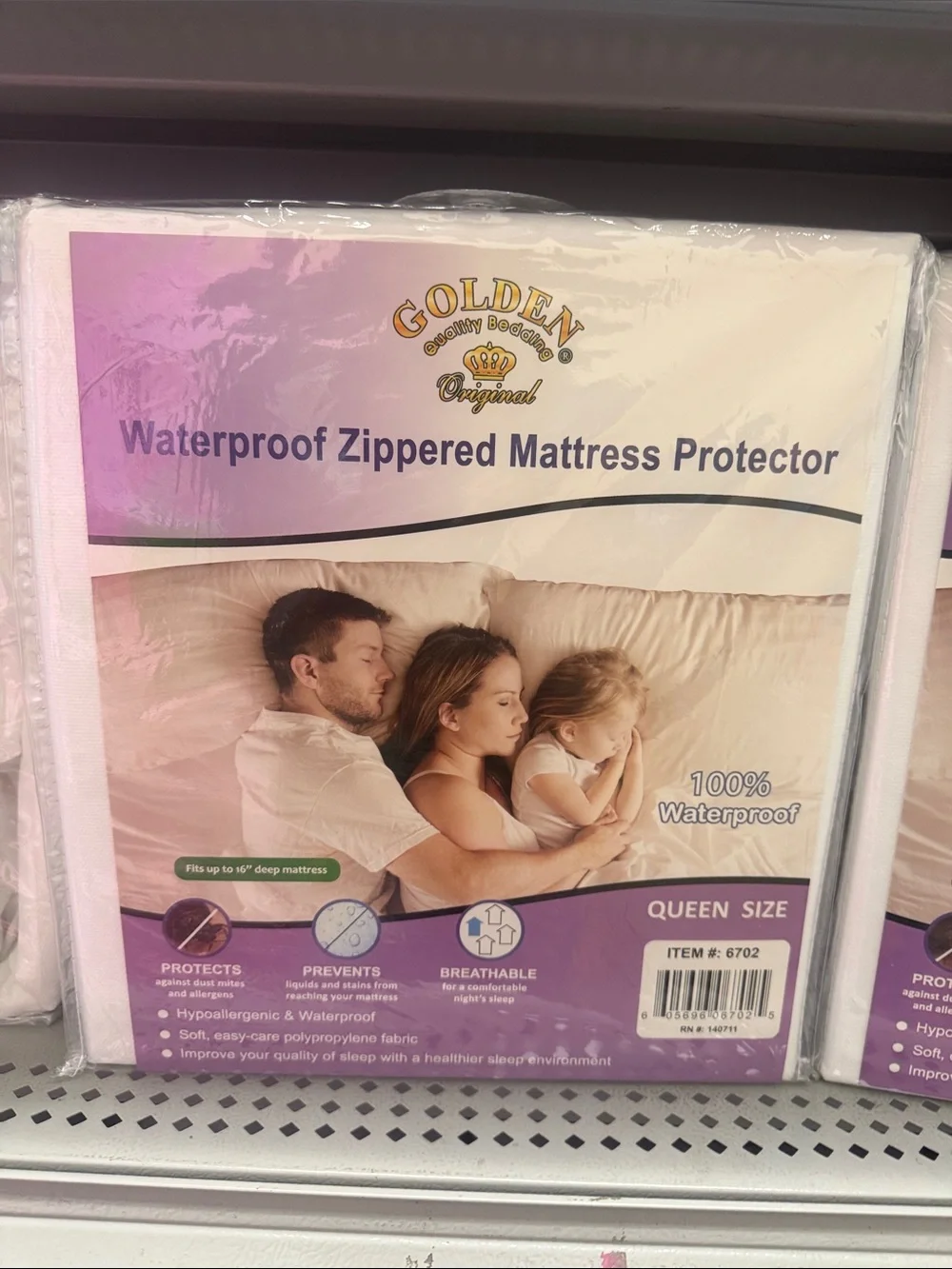 Golden Waterproof Zippered Mattress Protector - Cream (Queen)