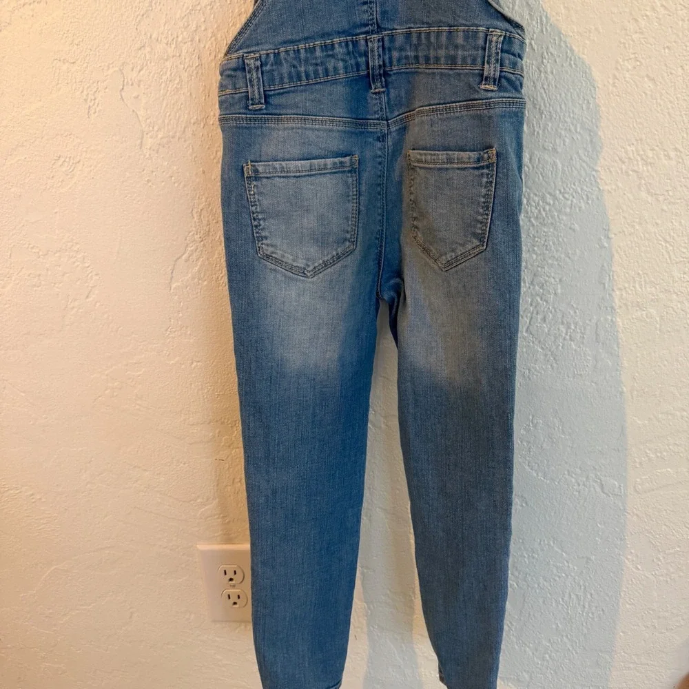 OshKosh Bgosh Girls Blue Denim Bib Overalls Slim Fit Light Wash Kids Size 10