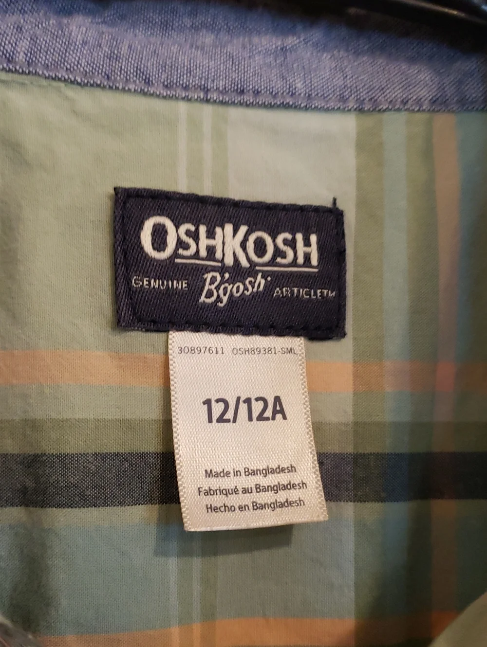 Bundle of Boy's long sleeve button down plaid shirts, Size 12