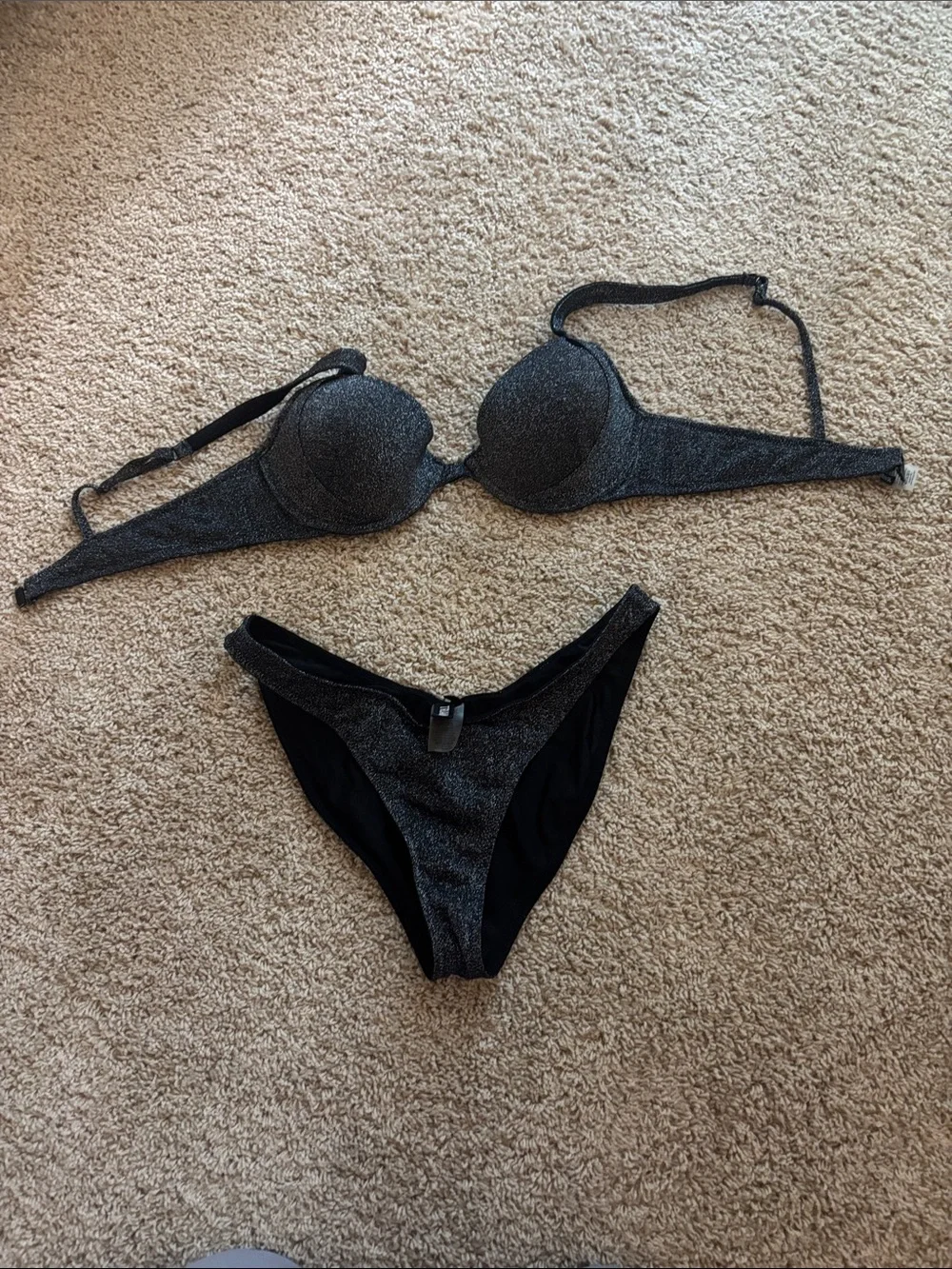 triangl swimwear Black Shimmer Bikini Set