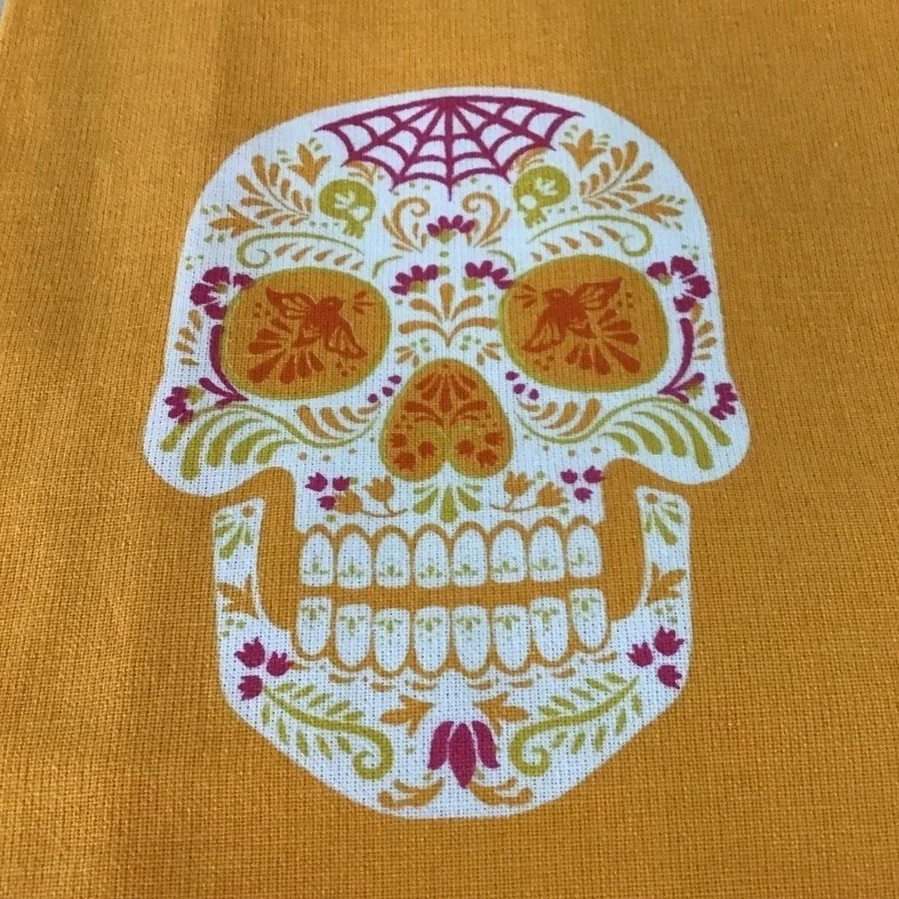 Day of Dead Kitchen Towel Sugar Skull Destination Holiday Marigold And Hot Pink