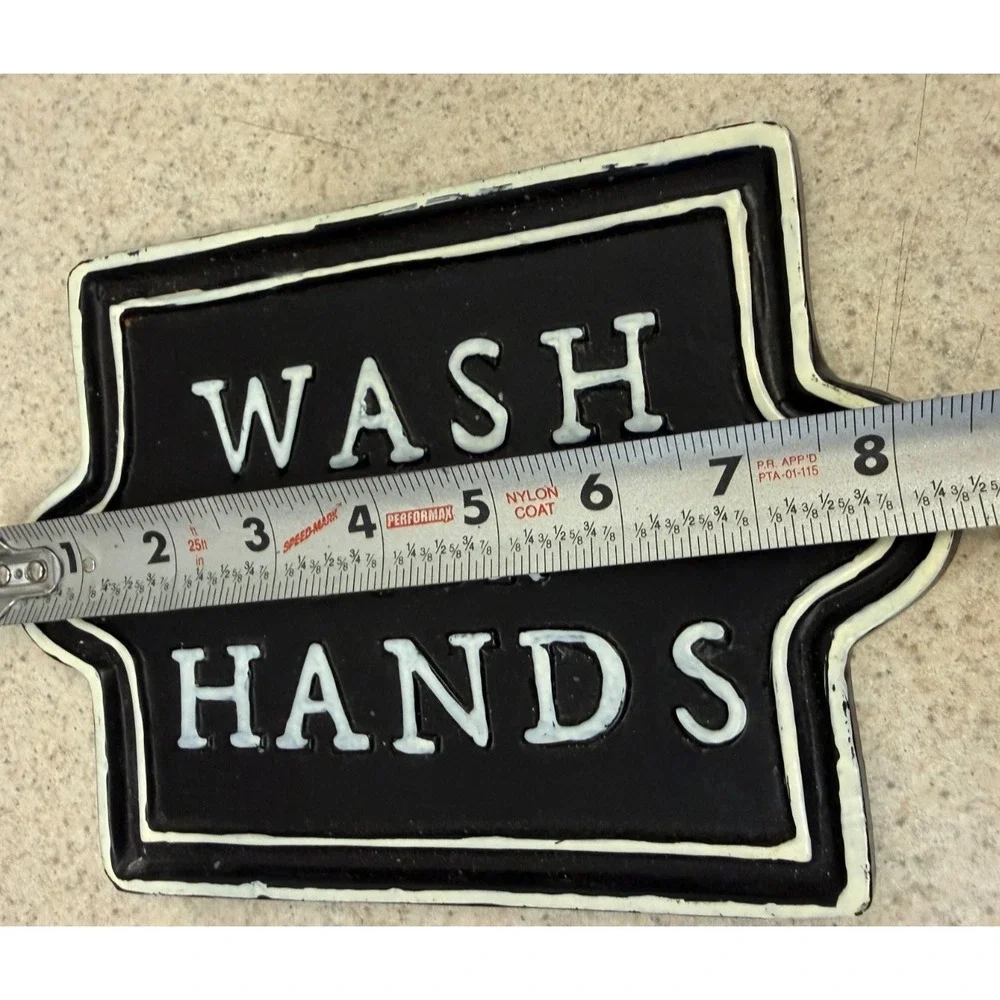 Vtg Hearth & Hand Magnolia Farmhouse Bathroom Sign Wash‎ Your Hands Metal Decor