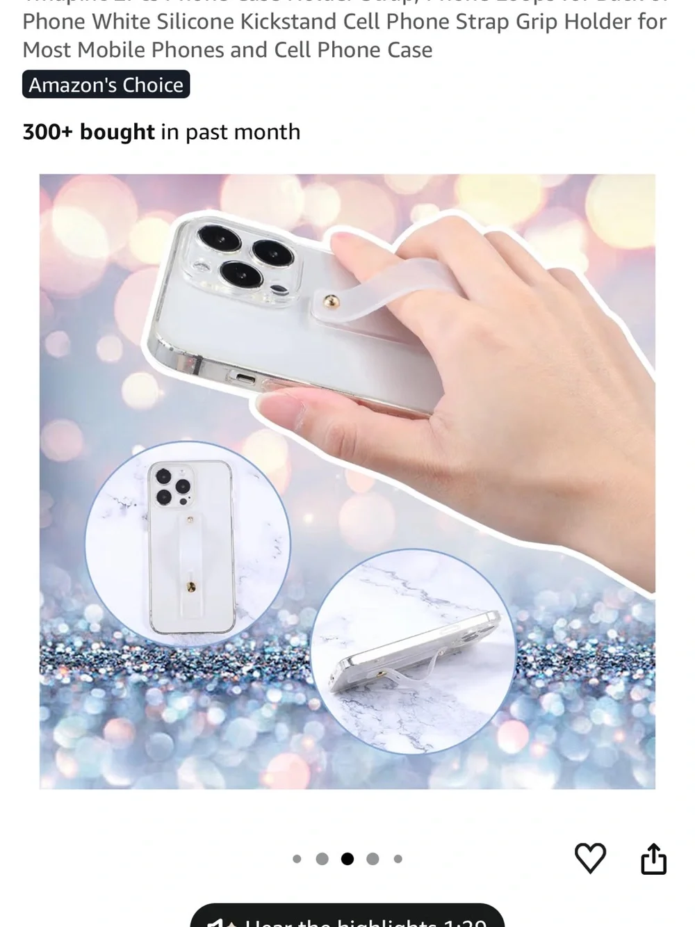 White Silicone Phone Kickstand Strap Grip Holder for Most Mobile Phones