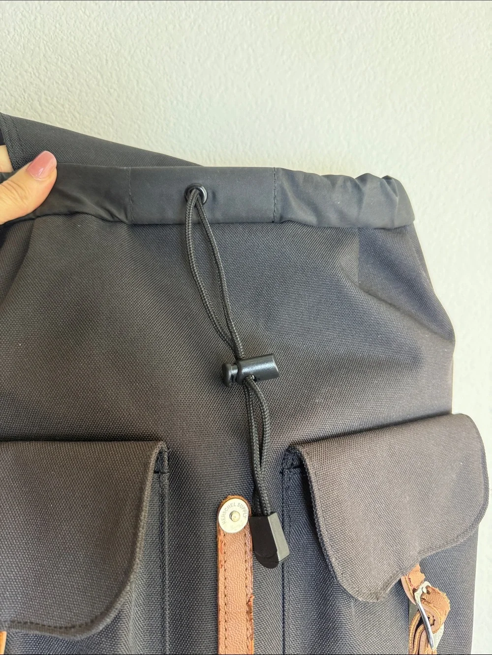 Herschel Little America Backpack Canvas Brown Faux Leather Laptop Travel Bag