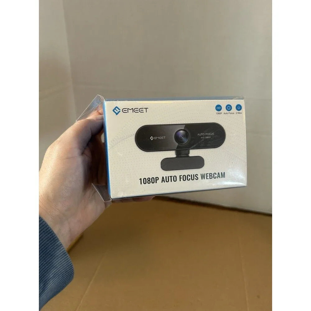 EMEET Nova 1080P Auto Focus Webcam HD USB Camera Dual Mic Factory Sealed New