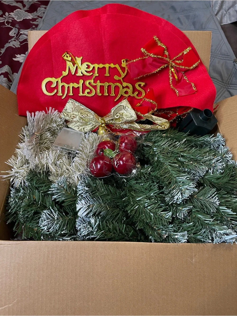 Christmas 36inch Small Artificial Tabletop Tree, Mini Tree w/ Hanging Ornaments