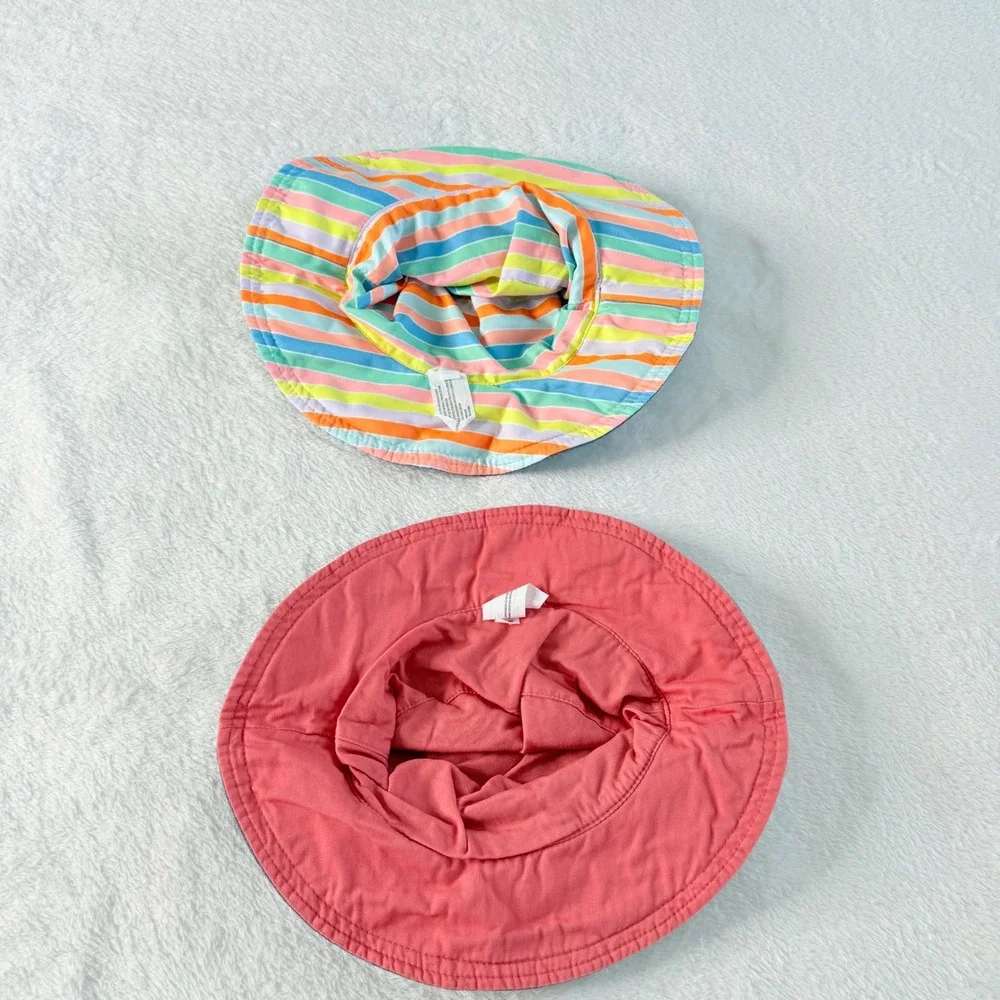 Unbranded Sun Hat Lot Kids  Blue Pink Excellent Reversible Rainbow Heart Cotton