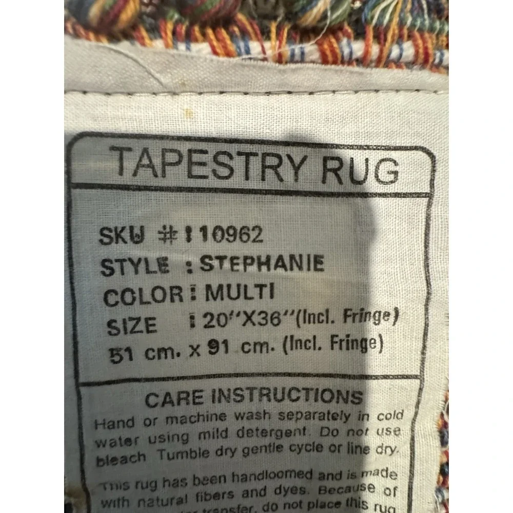 Floral Tapestry Rug 20x36 Cotton Woven Accent Throw Mat Fringe Made in India