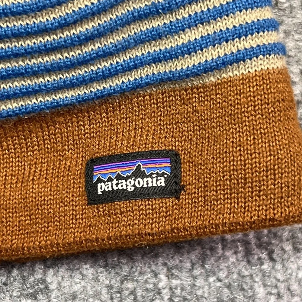 Patagonia Beanie Kids One Size Multicolor Striped Knit Fleece Lined Winter
