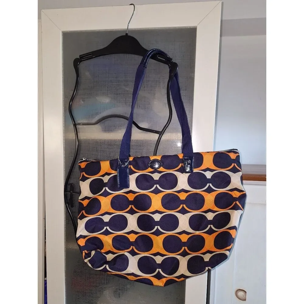 Coach Multicolor Logo Nylon Tote Bag