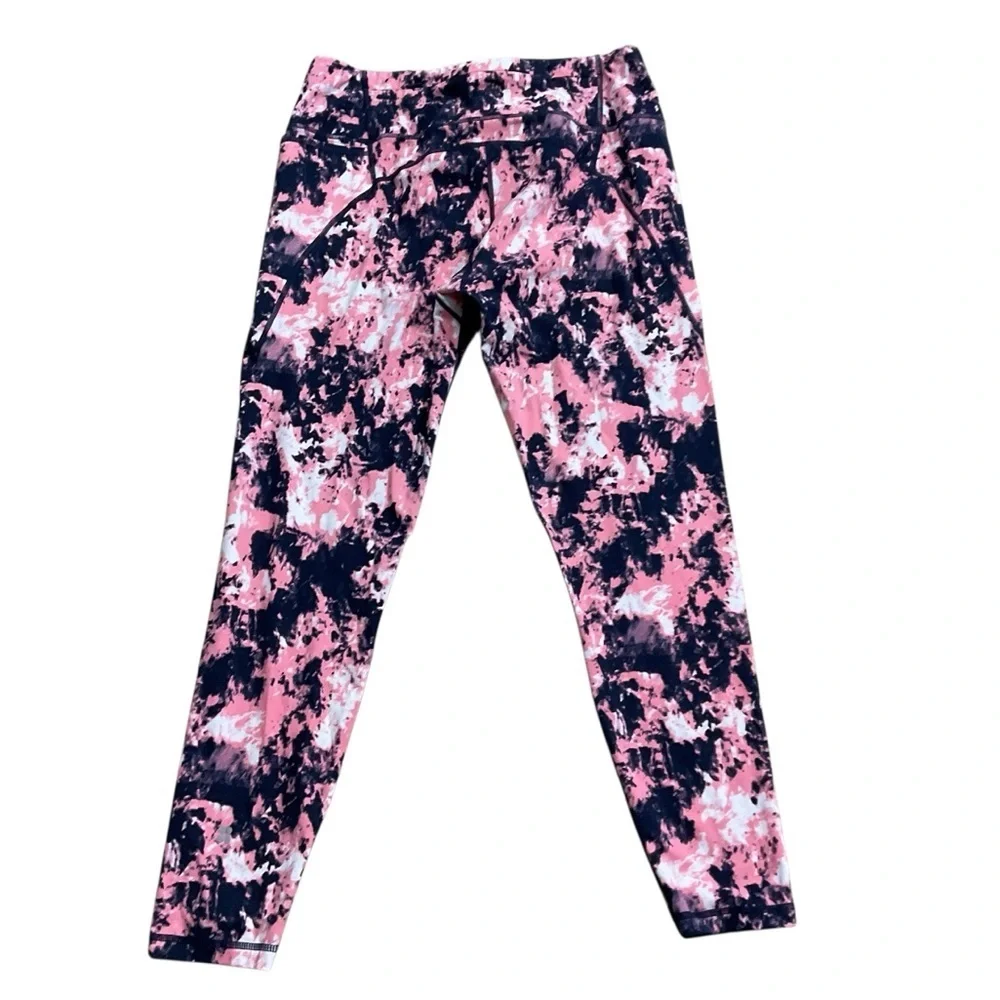 Sweaty Betty Power Pocket Workout Leggings Pink Abstract Tie Dye XXL full length