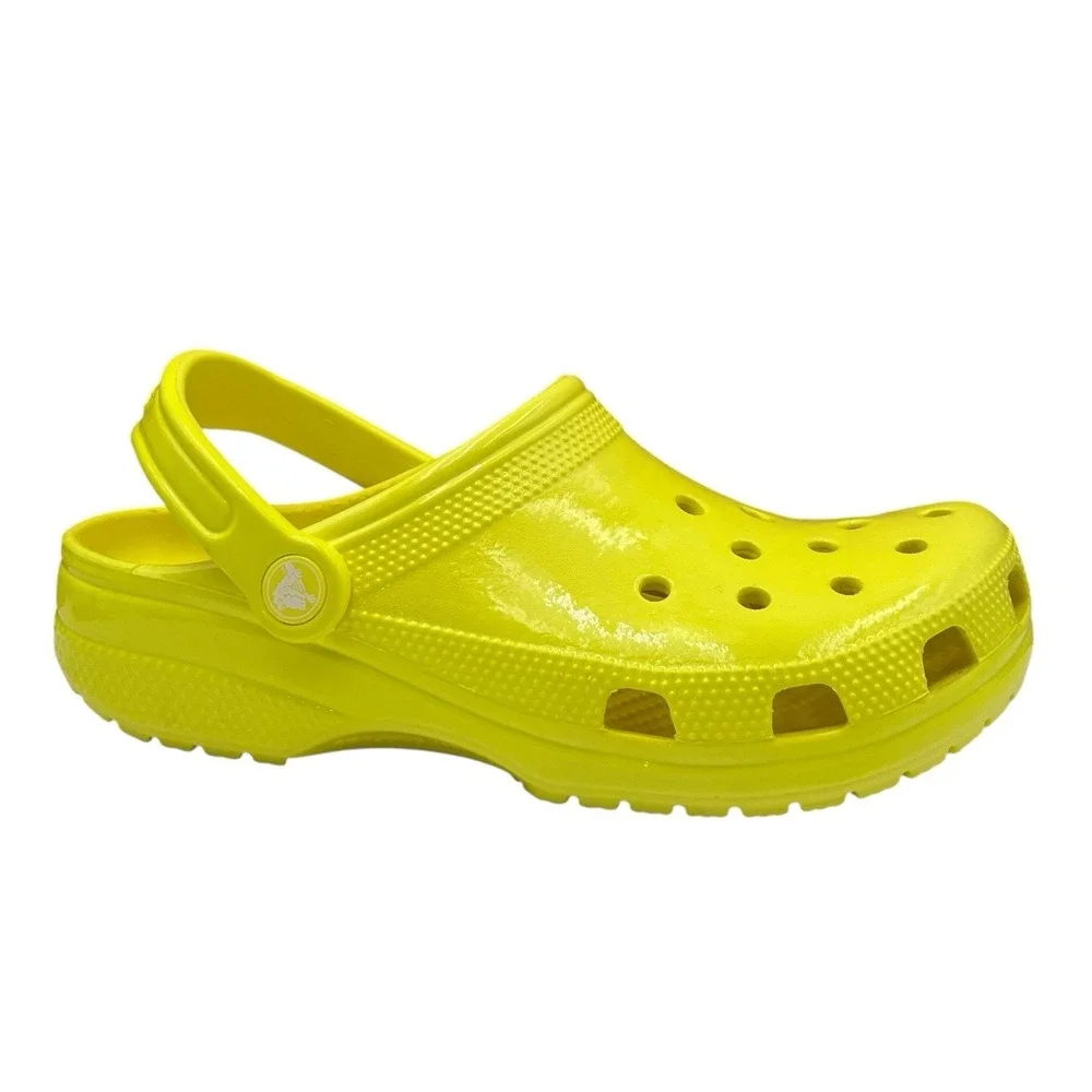 Crocs Mens Classic Slip-on Clogs Size‎ 6 Neon Yellow Glossy Flexible Comfort