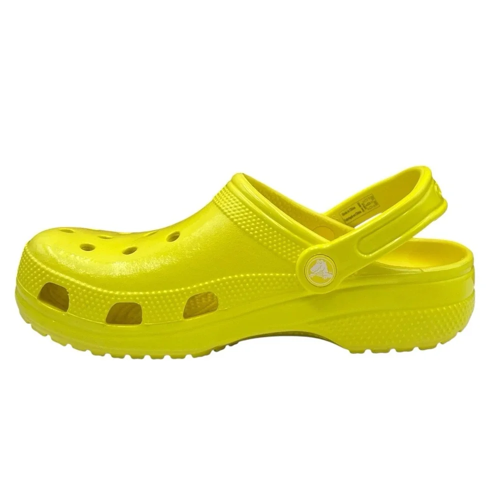 Crocs Mens Classic Slip-on Clogs Size‎ 6 Neon Yellow Glossy Flexible Comfort