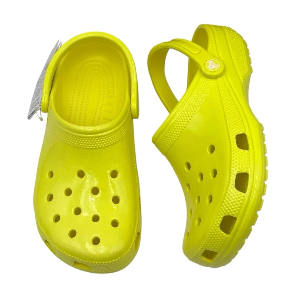 Crocs Mens Classic Slip-on Clogs Size‎ 6 Neon Yellow Glossy Flexible Comfort