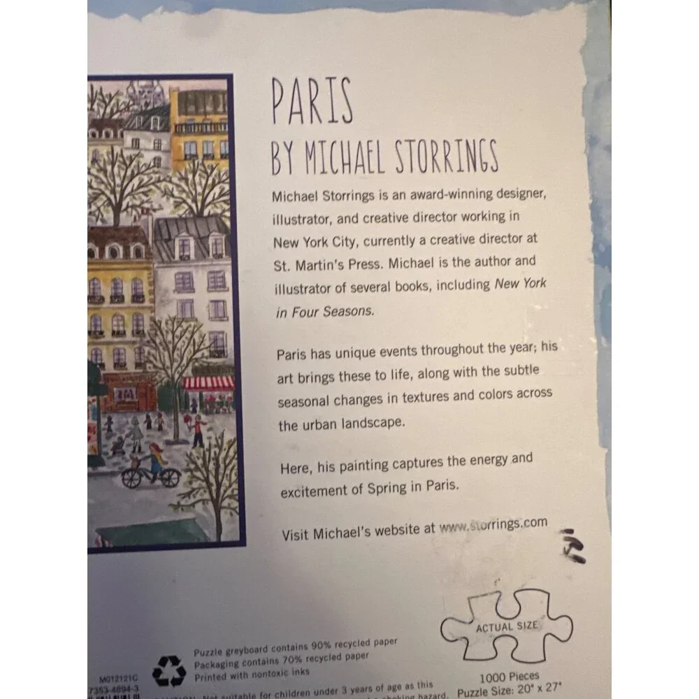 Paris By Michael Storrings 1000‎ Piece Jigsaw Puzzle In Box