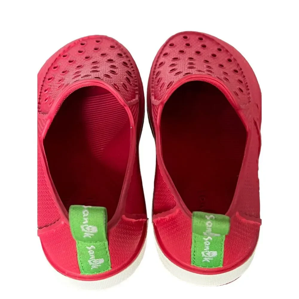 Sanuk Water Shoes Girls Lil Walker 2.5 Red Loafer Flat Slip On Washable‎ Beach