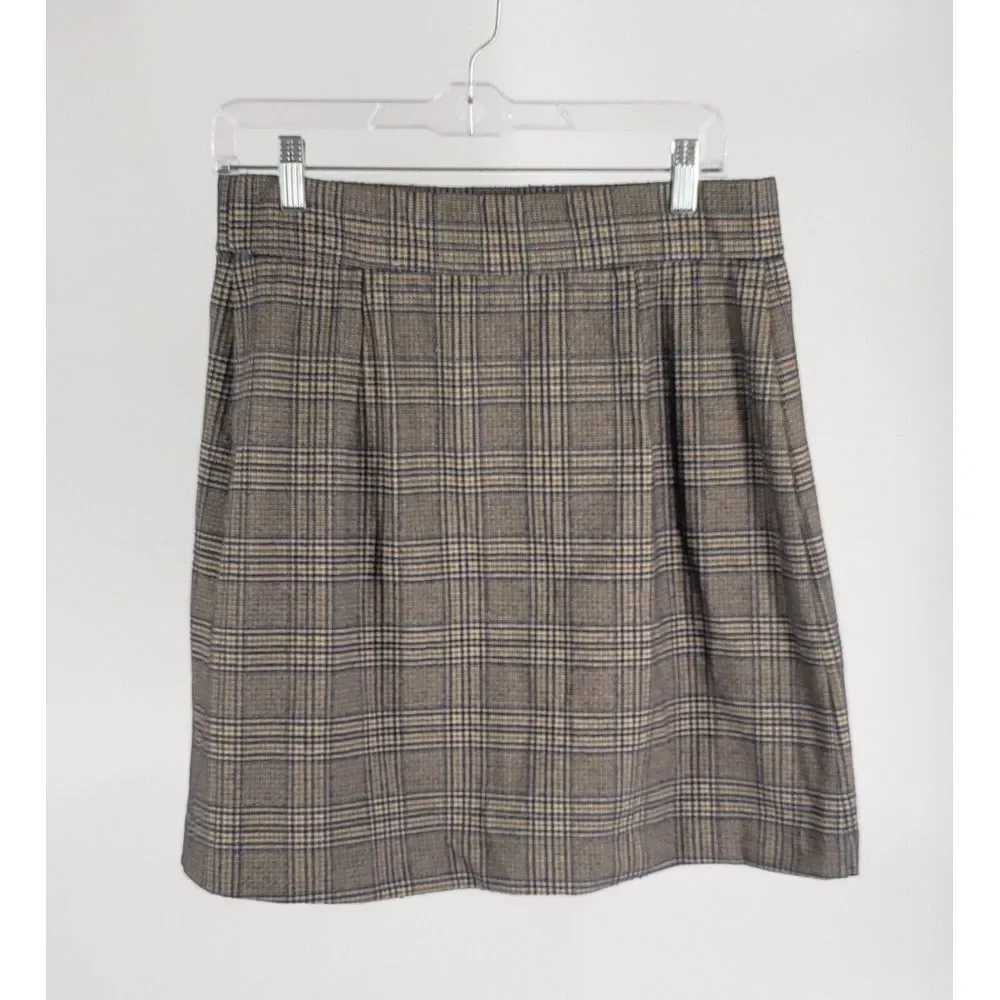 Anthropologie Maison d'Amelie Skirt‎ Size 8 Check Windowpane Dual Pleated
