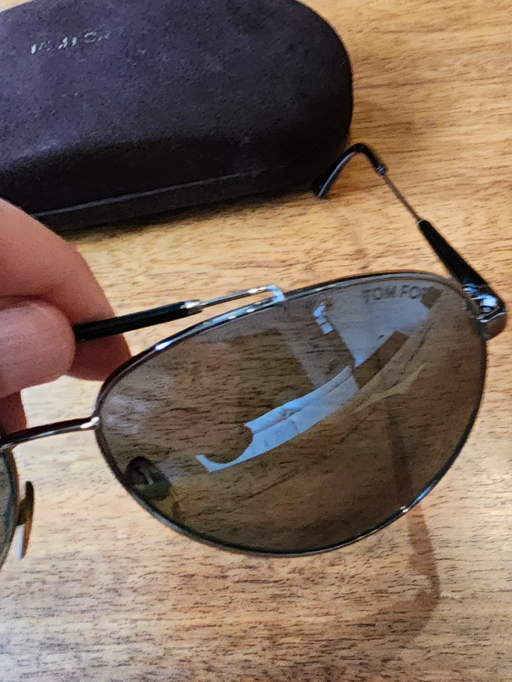 Tom Ford Silver Aviator Sunglasses with Reflective Mirrored Lenses