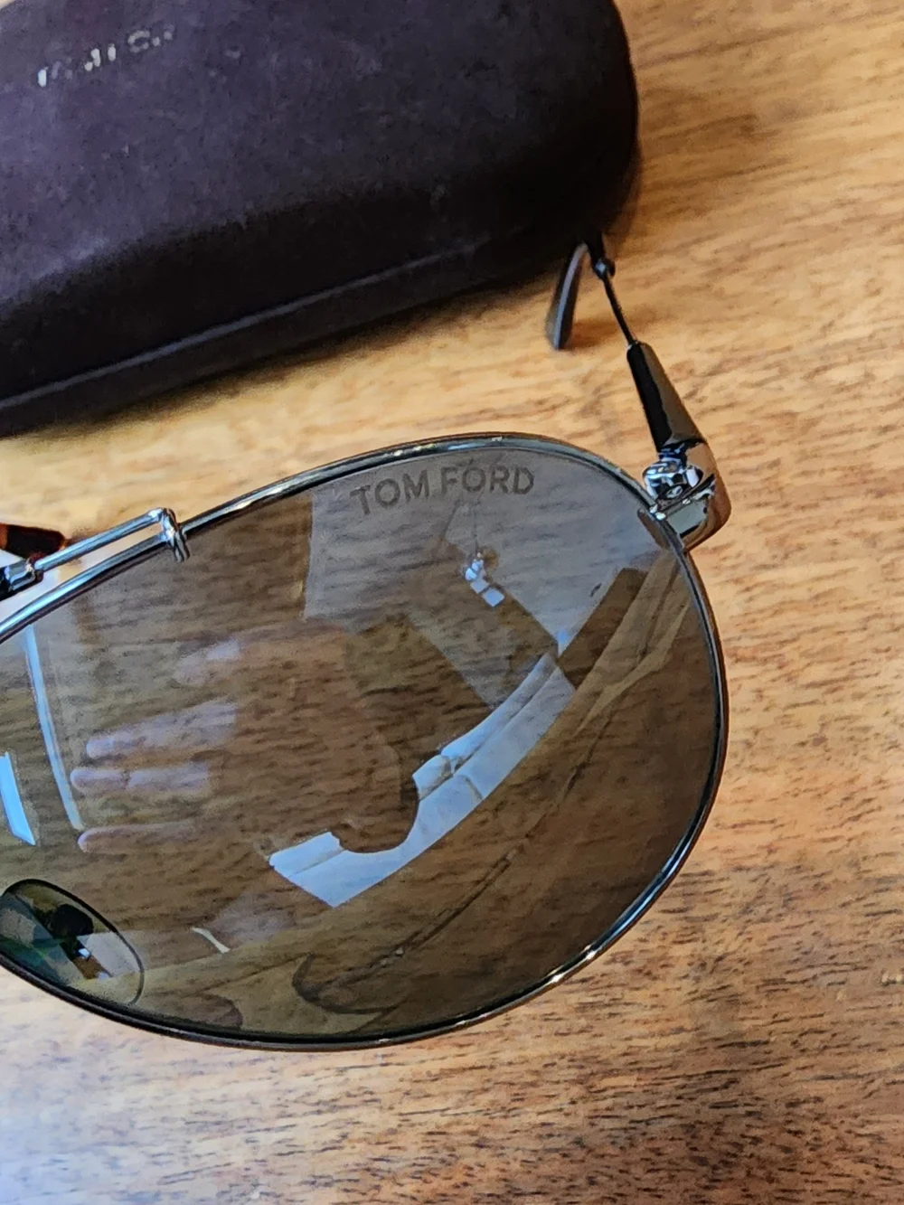 Tom Ford Silver Aviator Sunglasses with Reflective Mirrored Lenses