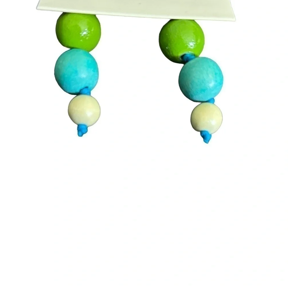 Stephan & Co. Wooden Three Bead Drop Earrings in This Seasons Trending Colors