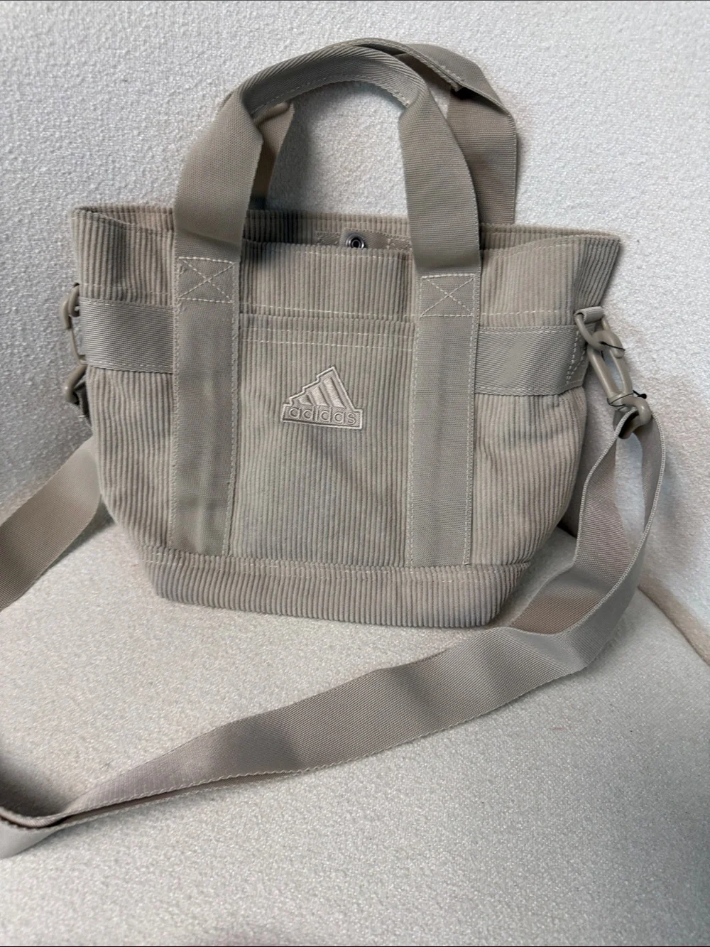 adidas Men’s Beige Corduroy Messenger Crossbody Bag