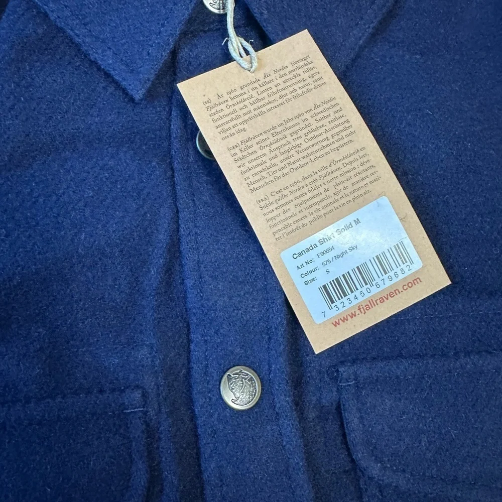 FJALLRAVEN CANADA SOLID SHIRT - NIGHT SKY Navy Blue Men’s Small Button Up NWT