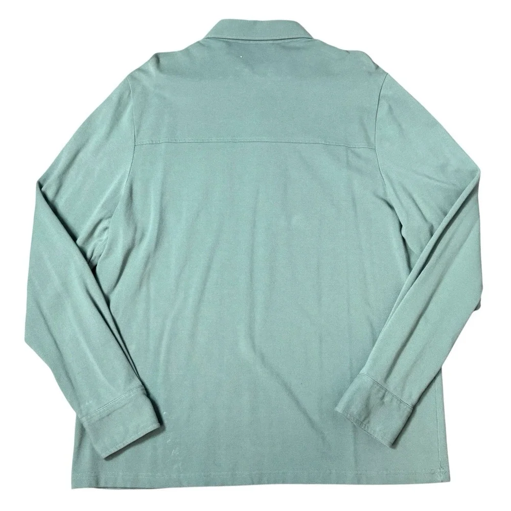Criquet Golf Long Sleeve Players Polo Shirt Green Mens XXL Organic Cotton Preppy