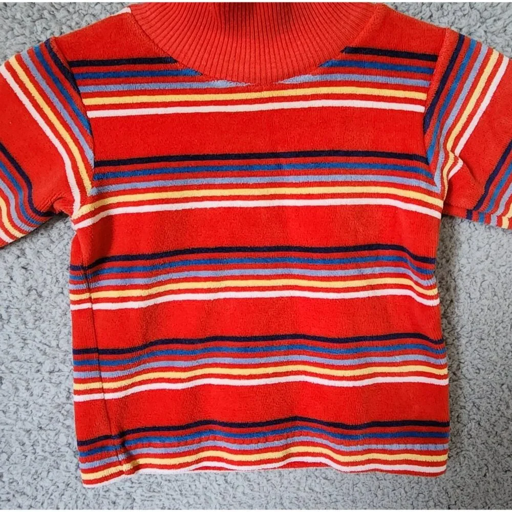 Vintage Carters‎ Baby Size 12M Red Striped Turtleneck Long Sleeve Shirt USA Made