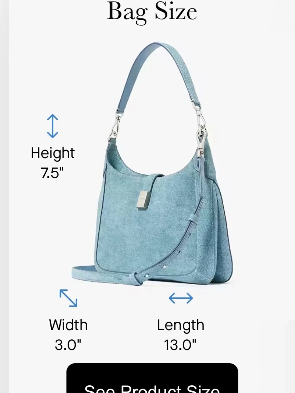 Kate Spade New York Deco Denim Suede Hobo Crossbody NWT