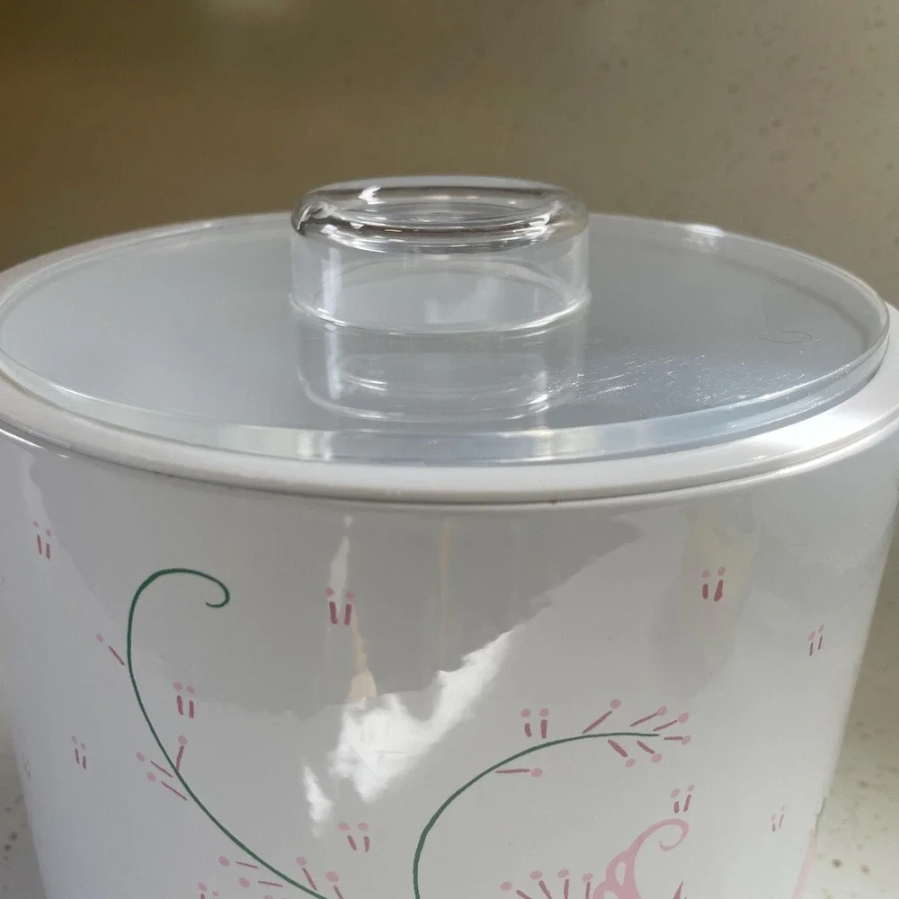 VTG Spring Tulip Ice Bucket w Lid 1970s Retro Garden Party Mid-Century Barware