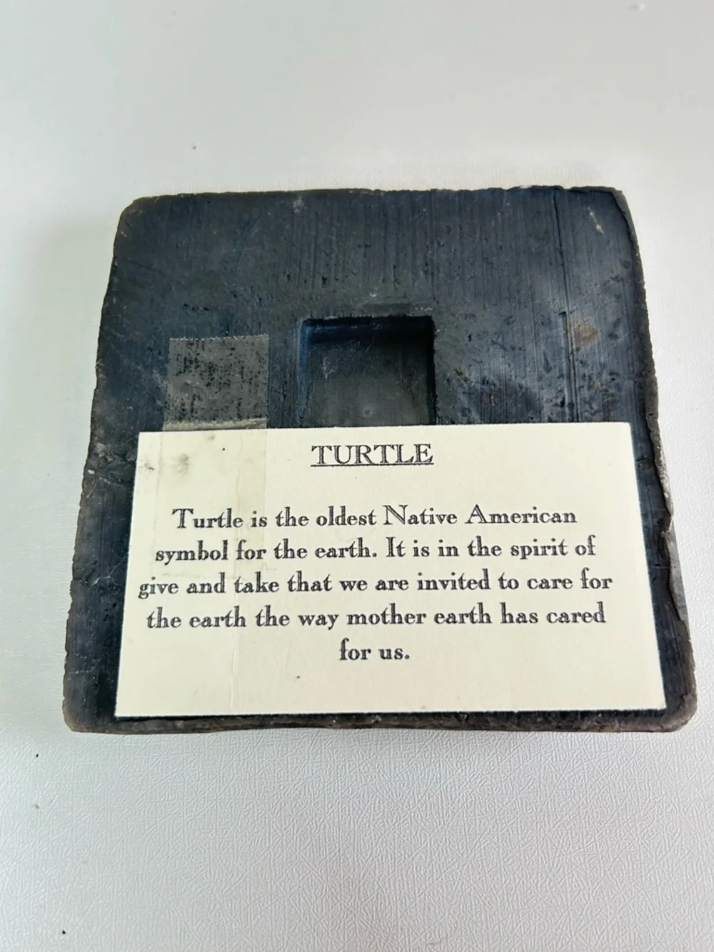 Artisan Signed Nancy Cannon Green Turtle Ceramic Raku Tile Decor 4x4