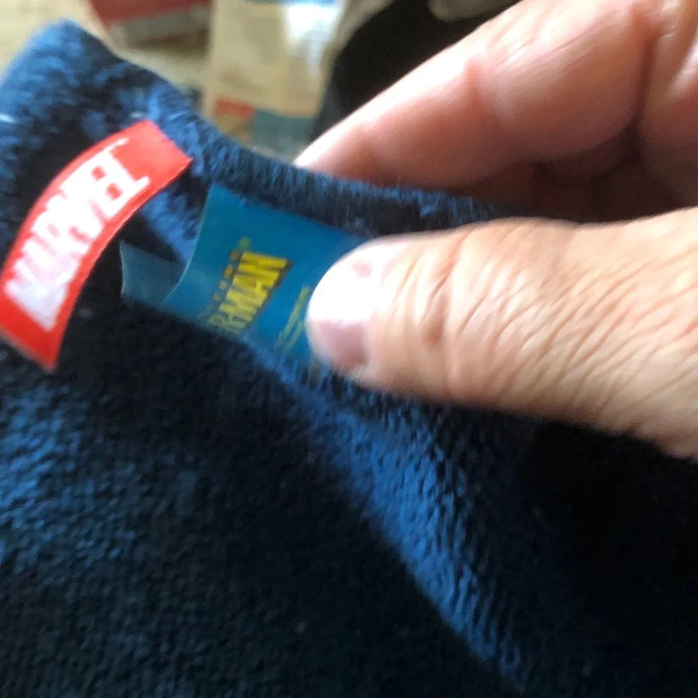 Blue Towel with Spider-Man Embroidery